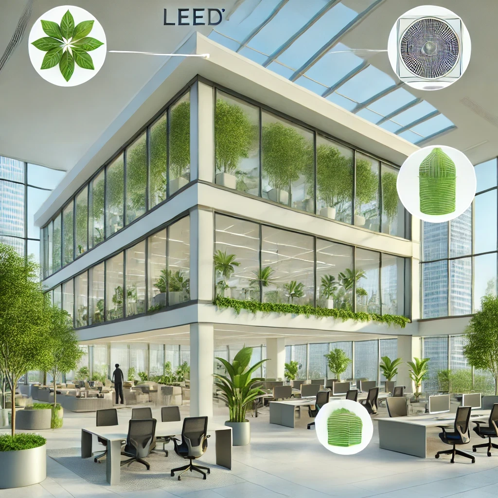 How is indoor environmental quality ensured in LEED buildings?